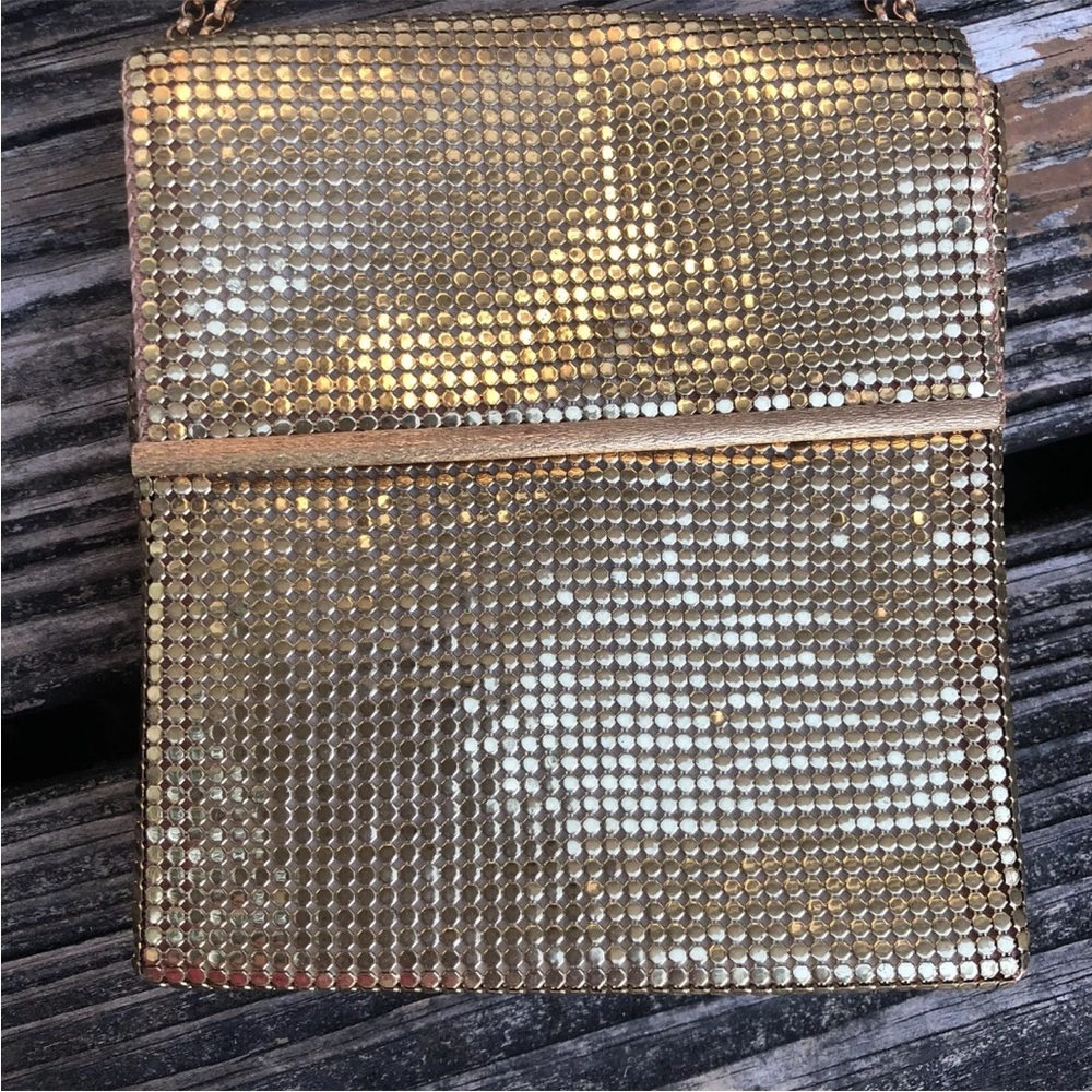 Whiting & Davis Gold Mesh Box Purse Evening Metal Clutch Bag Vintage 50s 60s - Picture 2 of 10